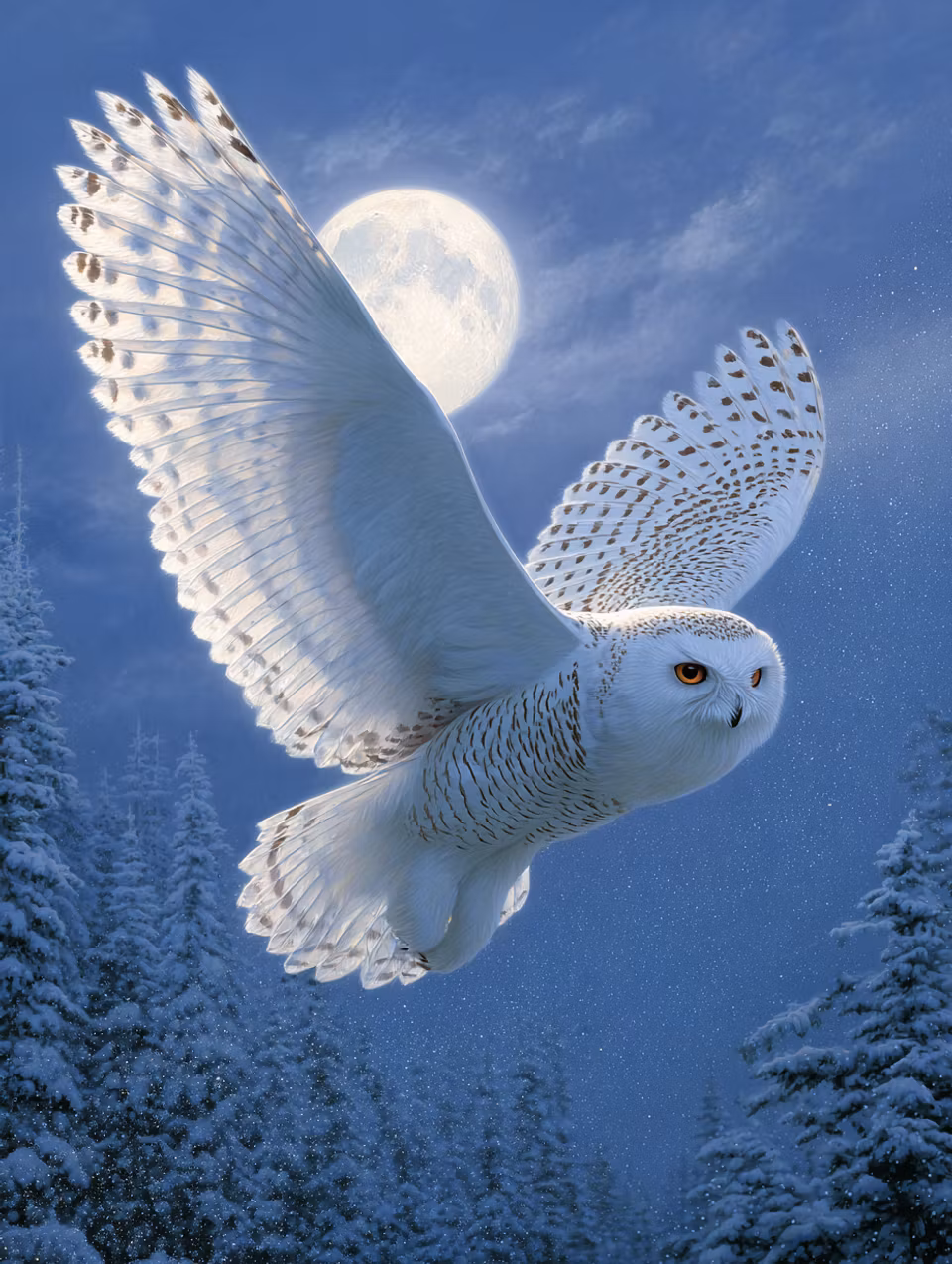 Diamond Painting - Snöugglans Månfärd (Beställningsvara)
