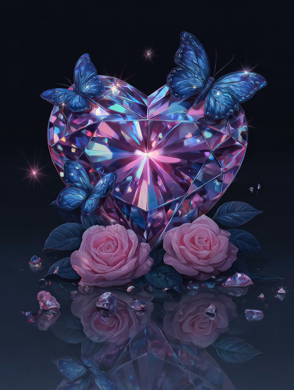 Diamond Painting - Fjärilshjärtats Spegelglans (Beställningsvara)