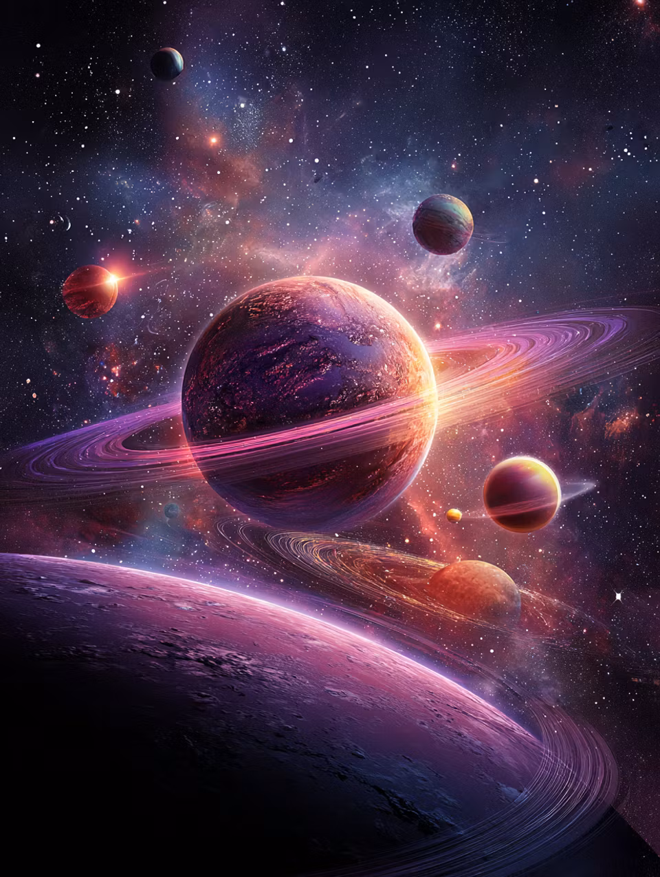 Diamond Painting - Rosa Ringar i Kosmos (Beställningsvara)