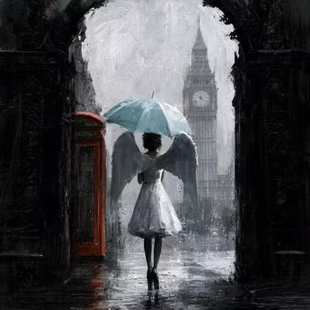 Korsstygn - Ängeln i Londons Regn (Beställningsvara)