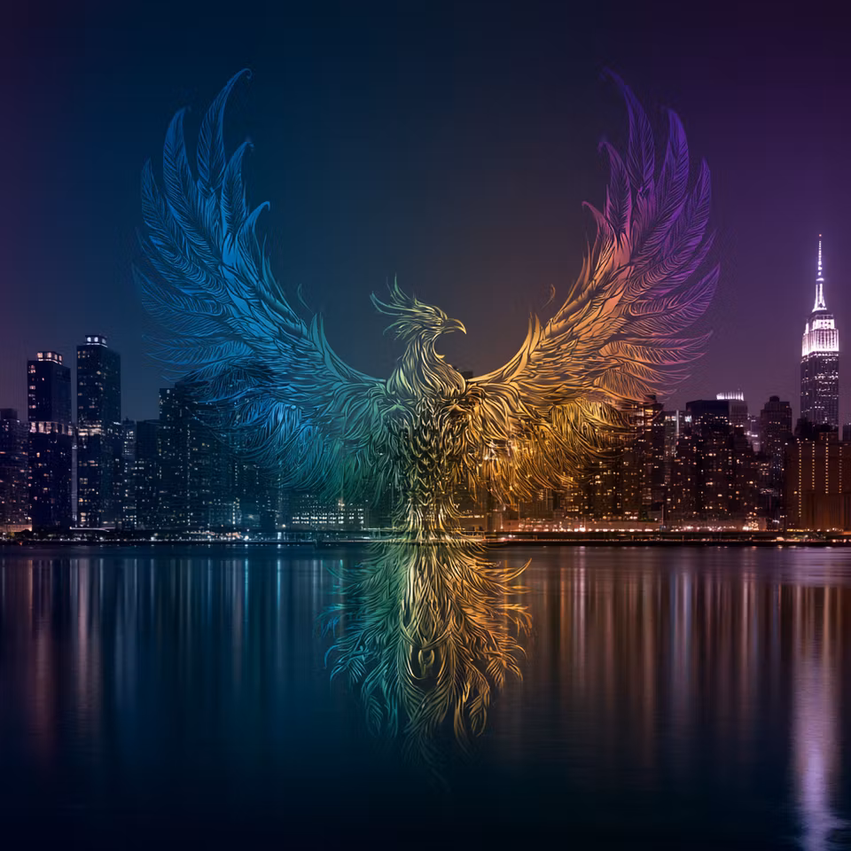 Diamond Painting - Fenix över Stadens Ljus (Beställningsvara)