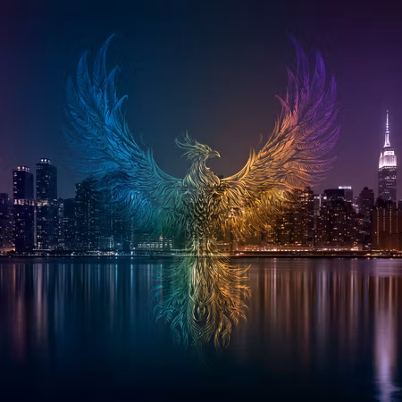 Diamond Painting - Fenix över Stadens Ljus (Beställningsvara)