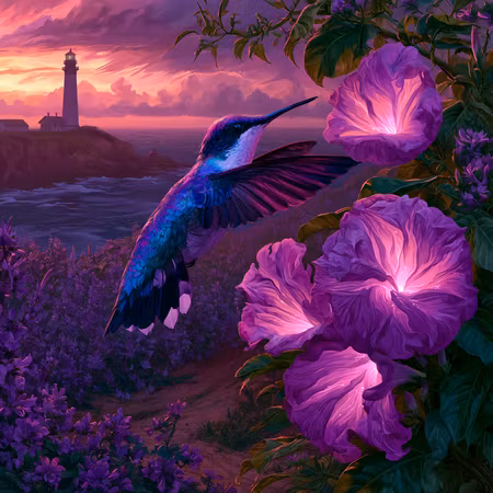 Diamond Painting - Kolibrin vid Fyrens Blomsterhav (Beställningsvara)