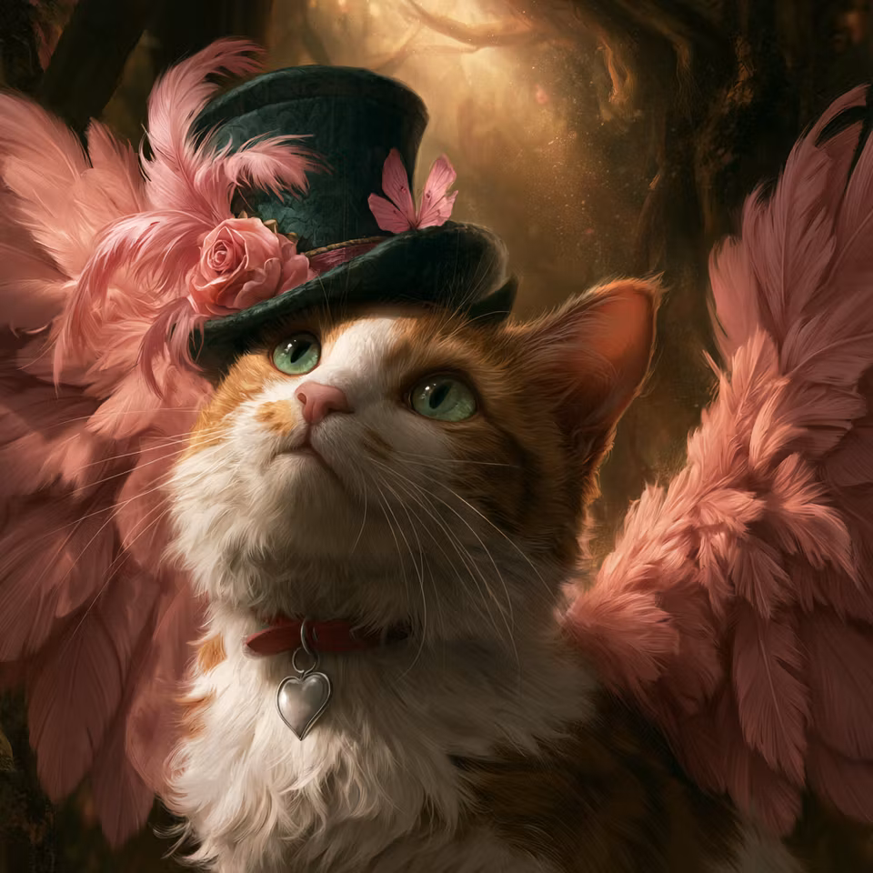 Paint by number - Katten med Rosa Änglavingar (Beställningsvara)