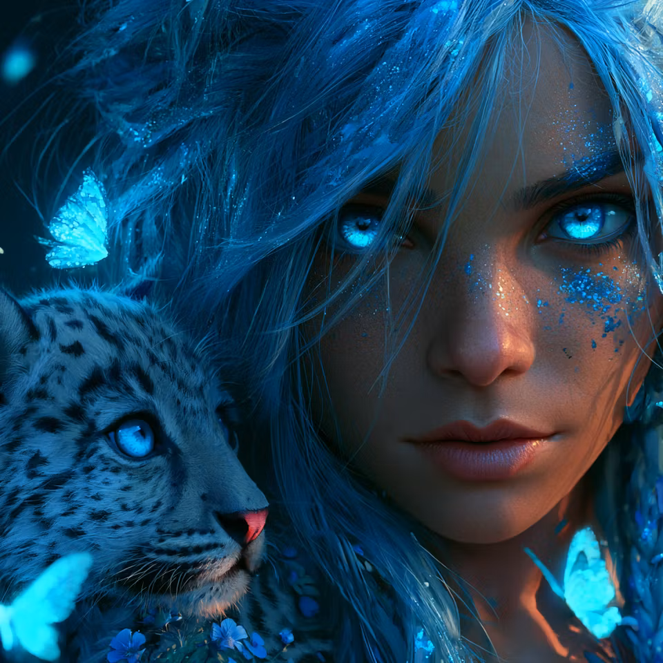 Diamond Painting - Blåblickens Snöleopard (Beställningsvara)