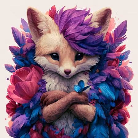 Diamond Painting - Blomsterfenneken med Blå Fjäril (Beställningsvara)