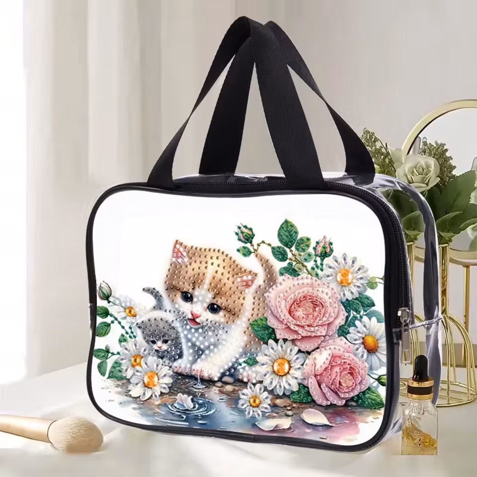 Praktisk förvaringsväska - Kattungar bland blommor
