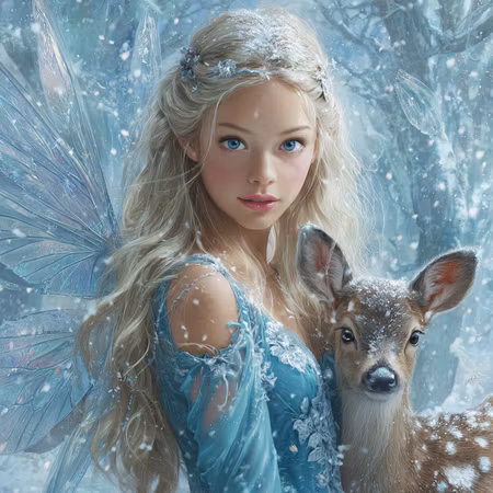 Diamond Painting - Frostfen och skogens rådjur (Beställningsvara)