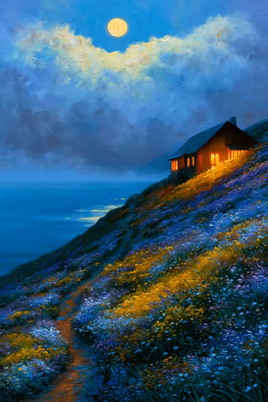 Diamond Painting - Stugan Vid Månskenet (Beställningsvara)