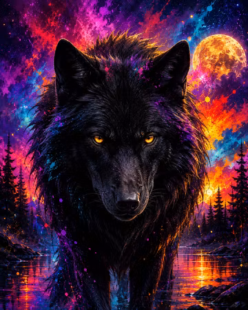 Diamond Painting - Nattvargens Eldblick (Beställningsvara)