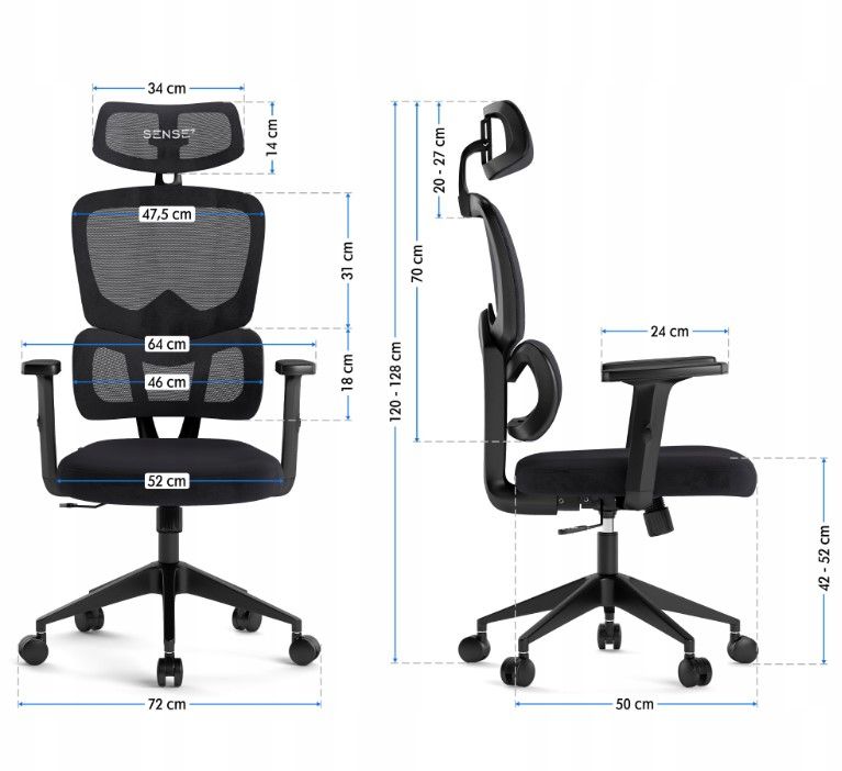 Gamingstol kontorstol Sense7 VENO Max-120kg Ergonomisk