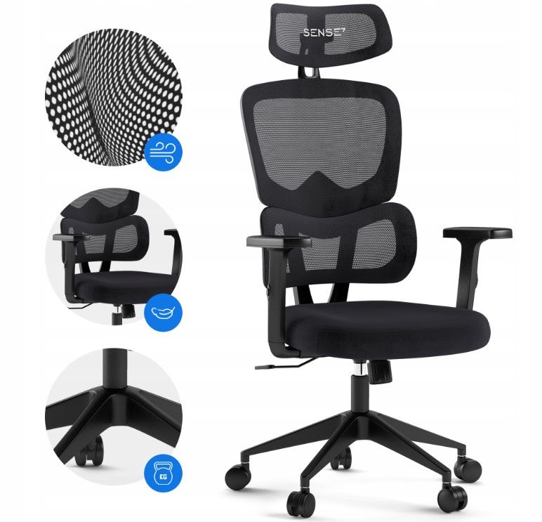 Gamingstol kontorstol Sense7 VENO Max-120kg Ergonomisk
