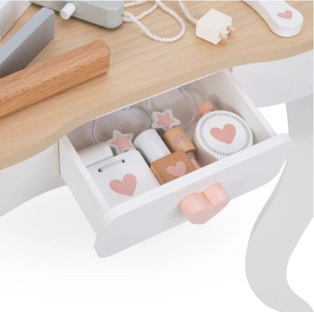 Montessori Sminkebord i tre med krakk og tilbehør