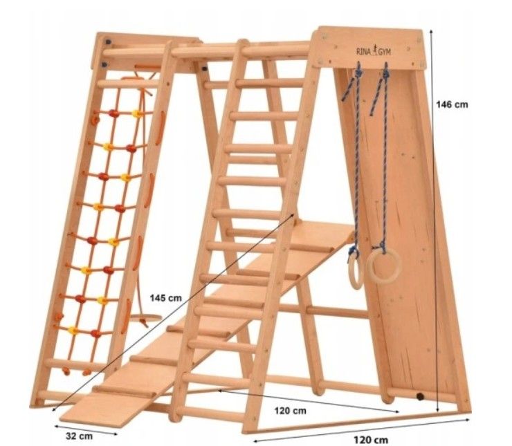 Klatrestativ - lekeplass 146x120x120 cm 7in1 RINAGYM Montessori