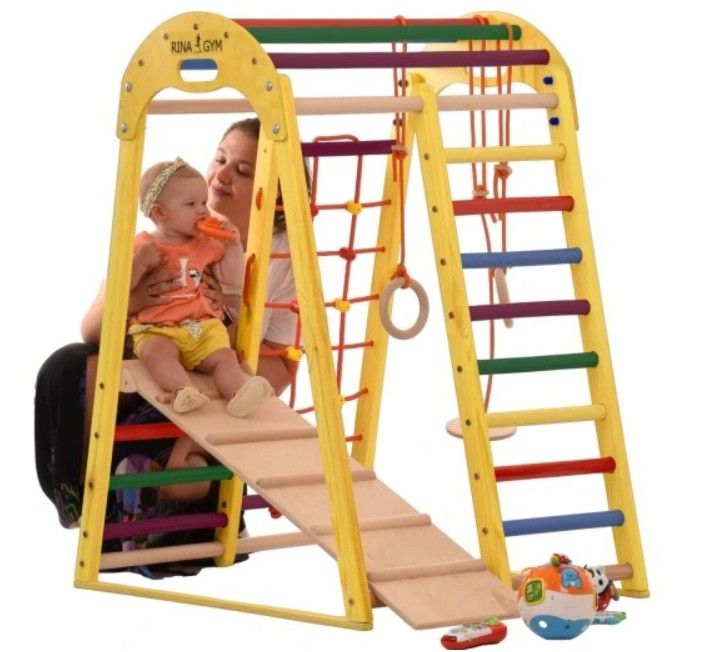 Klatrestativ - lekeplass for barn 125x100x80 cm 6in1 RINAGYM COLOR Montessori