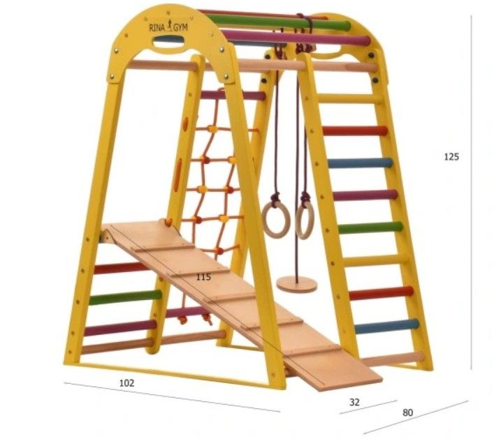 Klatrestativ - lekeplass for barn 125x100x80 cm 6in1 RINAGYM COLOR Montessori