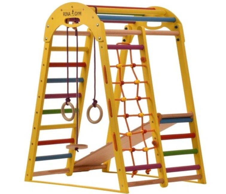Klatrestativ - lekeplass for barn 125x100x80 cm 6in1 RINAGYM COLOR Montessori