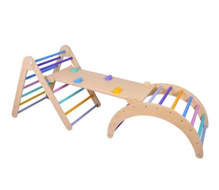 Montessori klatrestativ / stige vegg Lekeplass i tre 3 i 1