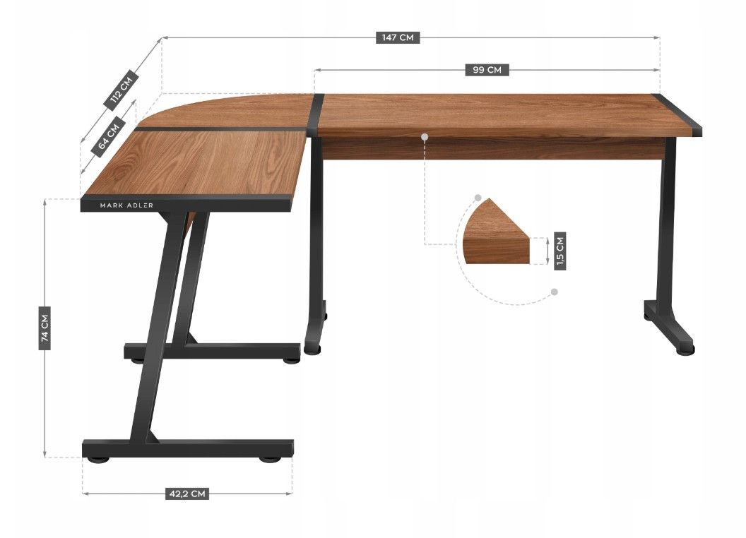 Gaming bord - Skrivebord Hjørnebord Huzaro Mark Adler Leader 5.5 WN