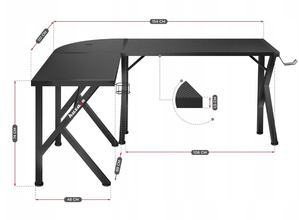Gaming bord - Skrivebord Hjørnebord Huzaro Hero 6.3