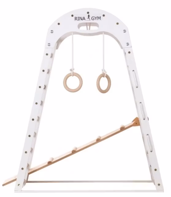 Montessori Klatrestativ - lekeplass for barn 125x100x80 cm 6in1 RINAGYM HVIT