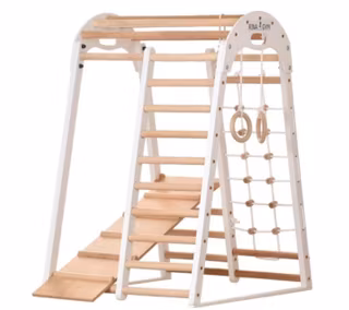 Montessori Klatrestativ - lekeplass for barn 125x100x80 cm 6in1 RINAGYM HVIT