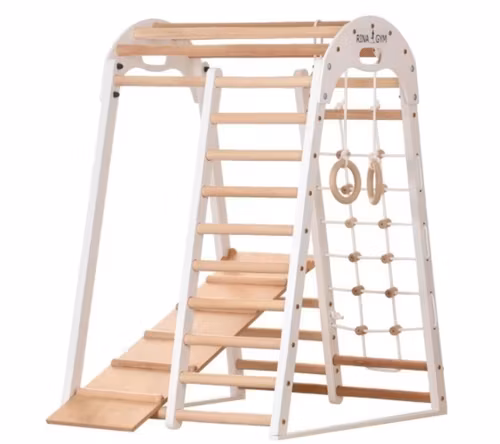 Montessori Klatrestativ - lekeplass for barn 125x100x80 cm 6in1 RINAGYM HVIT