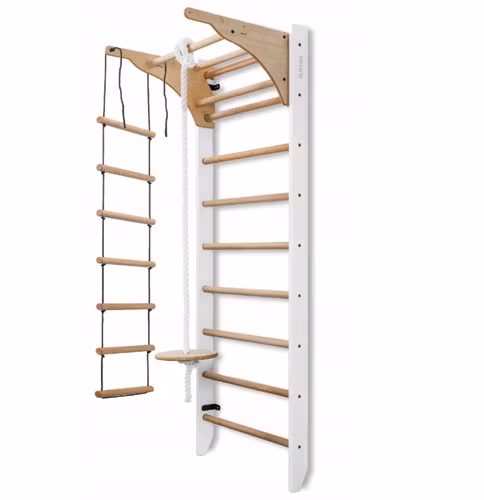 Ribbevegg Turnringsstige One Line 220x80 Sett Pull HVIT. Delt inn i 2 deler