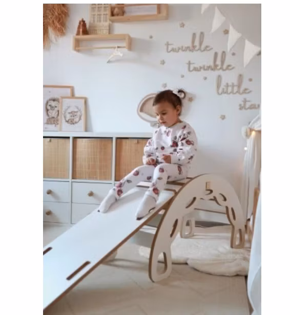Montessori Gynge Klatrevegg Sklie for Barn Pute 4-i-1