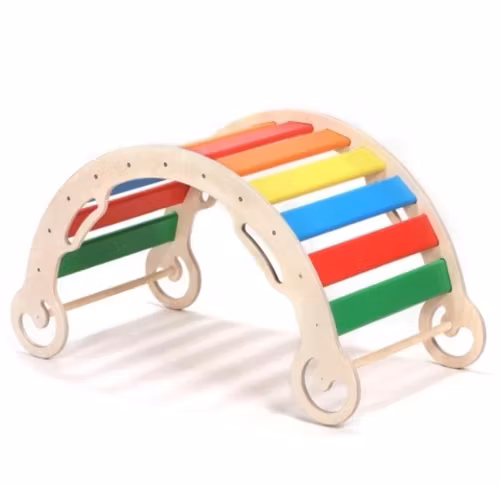 Montessori Gyngestol 2 i 1 Leo L Natural Regnbue