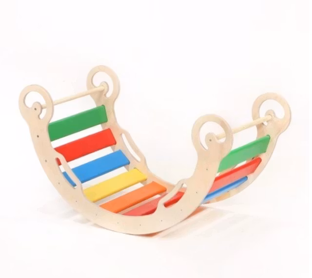 Montessori Gyngestol 2 i 1 Leo L Natural Regnbue