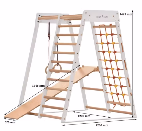 Montessori Klatrestativ - lekeplass 146x120x120 cm 7in1 Hvit