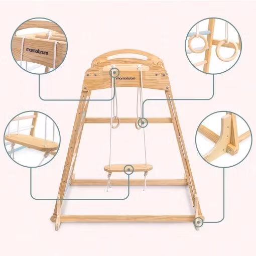 Montessori Lekeplass i tre med huske, gymnastikkringer og klatrenett