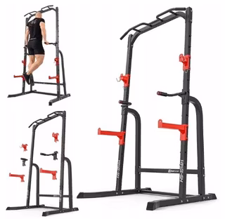 Multifunksjonell Treningsdipstativ med pull‑up‑stang for vektstang, 300 kg