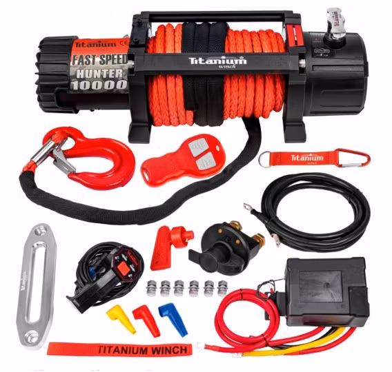 VINSJ TITANIUM HUNTER 10000 12V MEGET RASK – syntetisk tau 23 m/min – 104:1