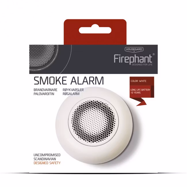 Firephant optisk brandvarnare inkl 10-års batteri, SA800S, White