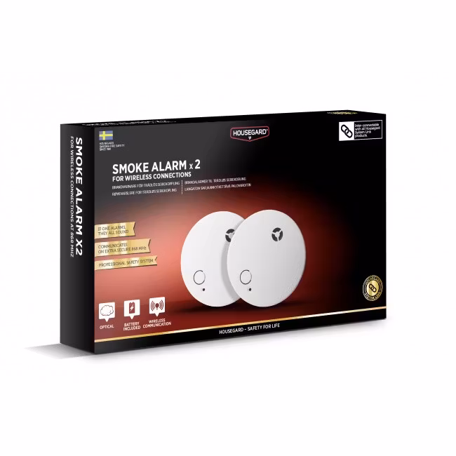 Housegard trådlös optisk brandvarnare, System Link, SA423WS 2-pack