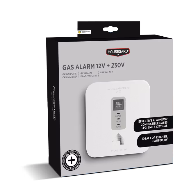 Housegard gasvarnare, 12V + 230V, GA102