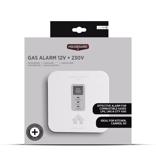 Housegard gasvarnare, 12V + 230V, GA102
