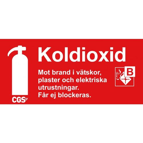CGS skylt koldioxid 10x20 cm röd/vit, vinyl