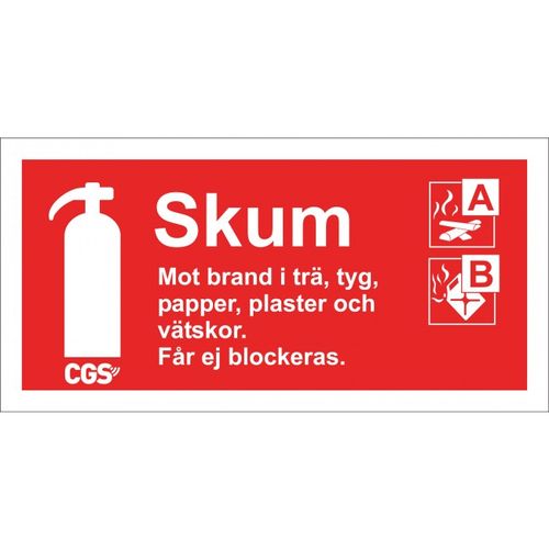 CGS skylt skum 10x20 cm röd/vit, vinyl