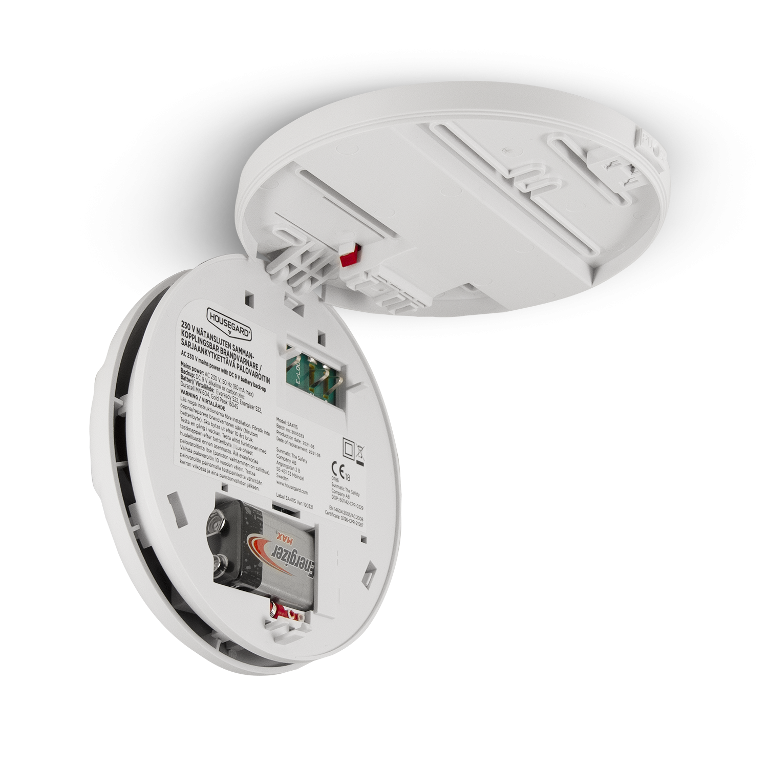 Housegard 230V brandvarnare, inkl batteribackup, SA411S