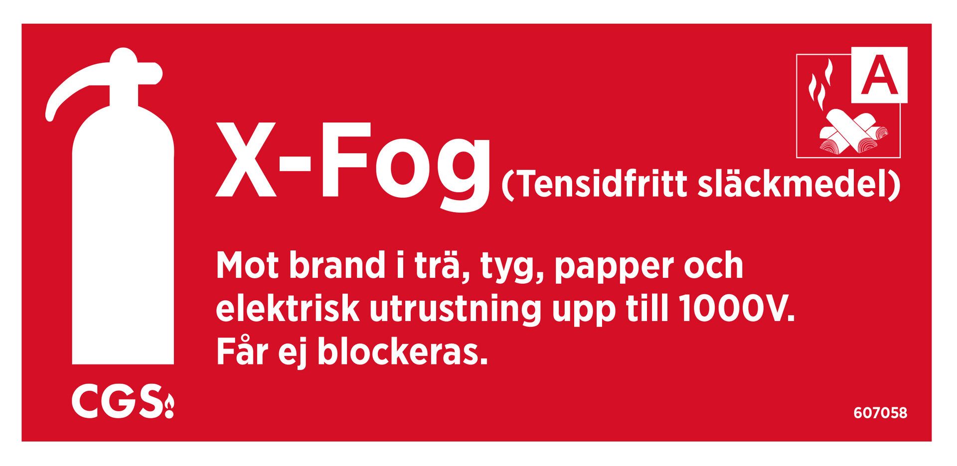 CGS skylt X-fog 10x20 cm röd/vit, vinyl