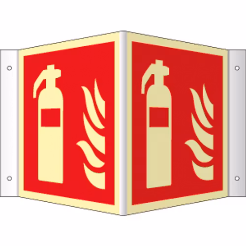 Plogskylt brandsläckare 15x15 cm aluminium