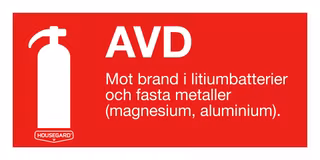 Housegard skylt AVD 10x20 cm röd/vit, vinyl