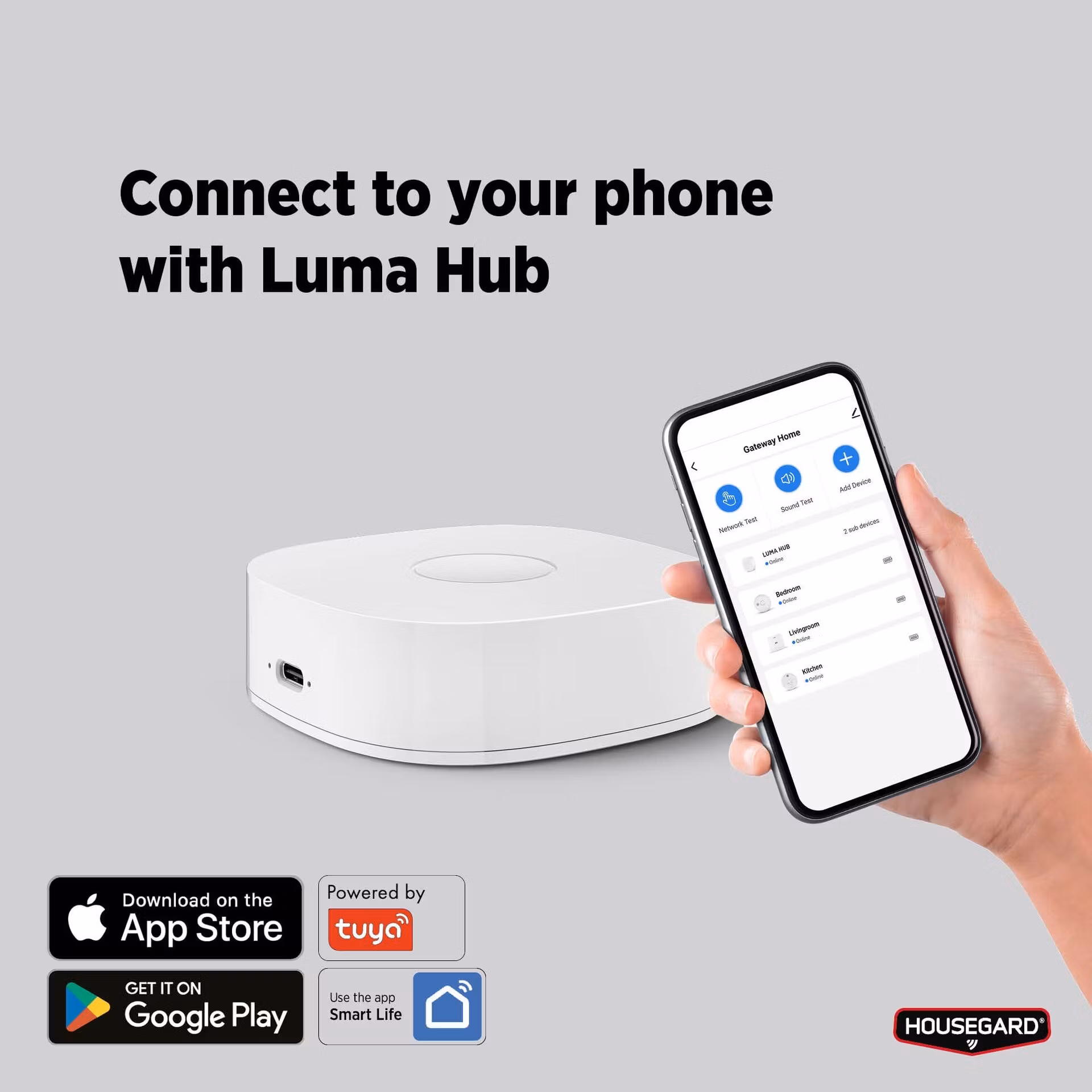 Housegard Luma, trådlös siren, 230V inkl batteribackup