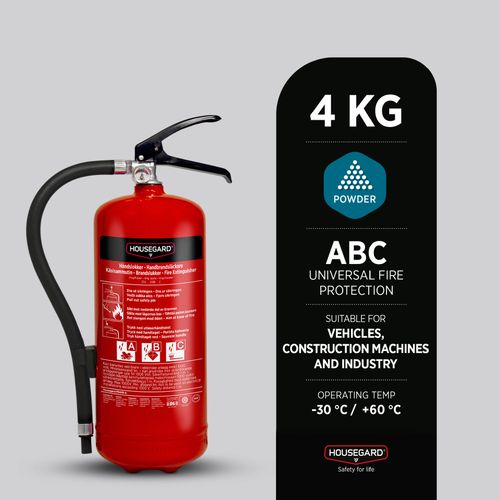 Housegard 4 kg pulversläckare, röd, PE4HR-A