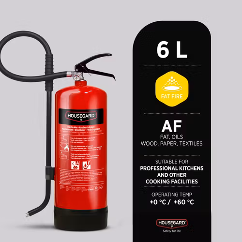 Housegard 6 L fettbrandsläckare PFAS fri, röd, FFE6HR-B