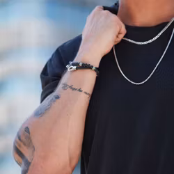 Silver/läderarmband | Svart