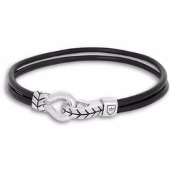 Silver/läderarmband | Svart